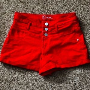 Fire Truck Red Jean Shorts, Nobo Mid Rise